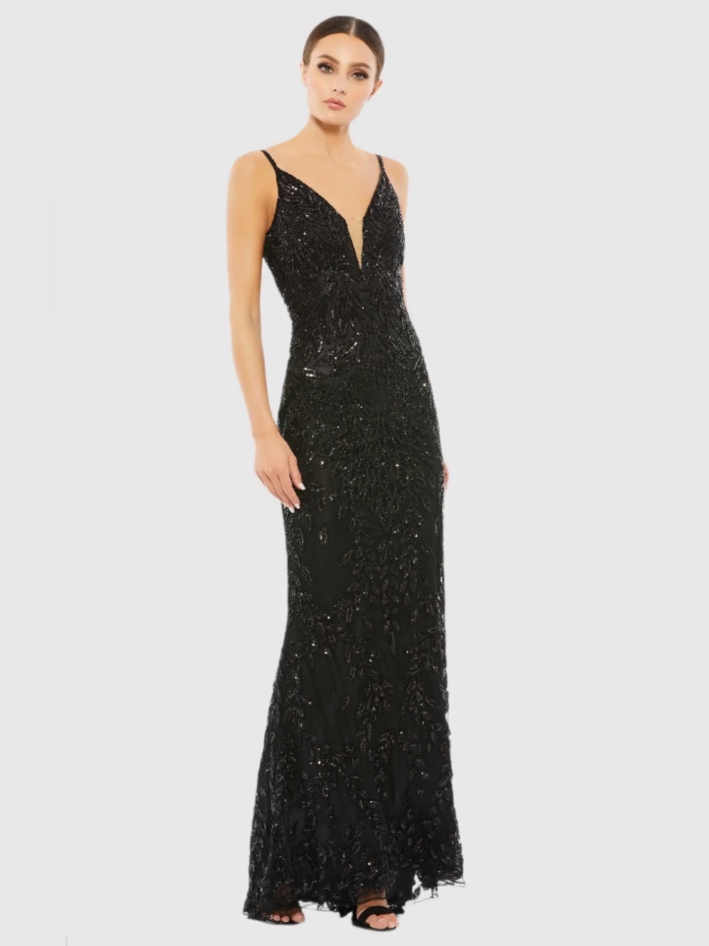 Nwt Mac Duggal 5107 Black Beaded Sequin Mermaid Gown Size 4 Formal Evening Dress